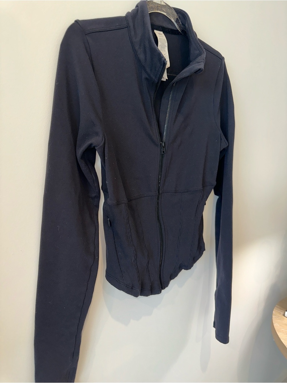 ALO Yoga Black Jacket with Gold Speckle Trim - Picture 5 of 12